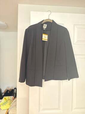 Anne Klein New With Tags Black Open-Front Shawl Collar Blazer